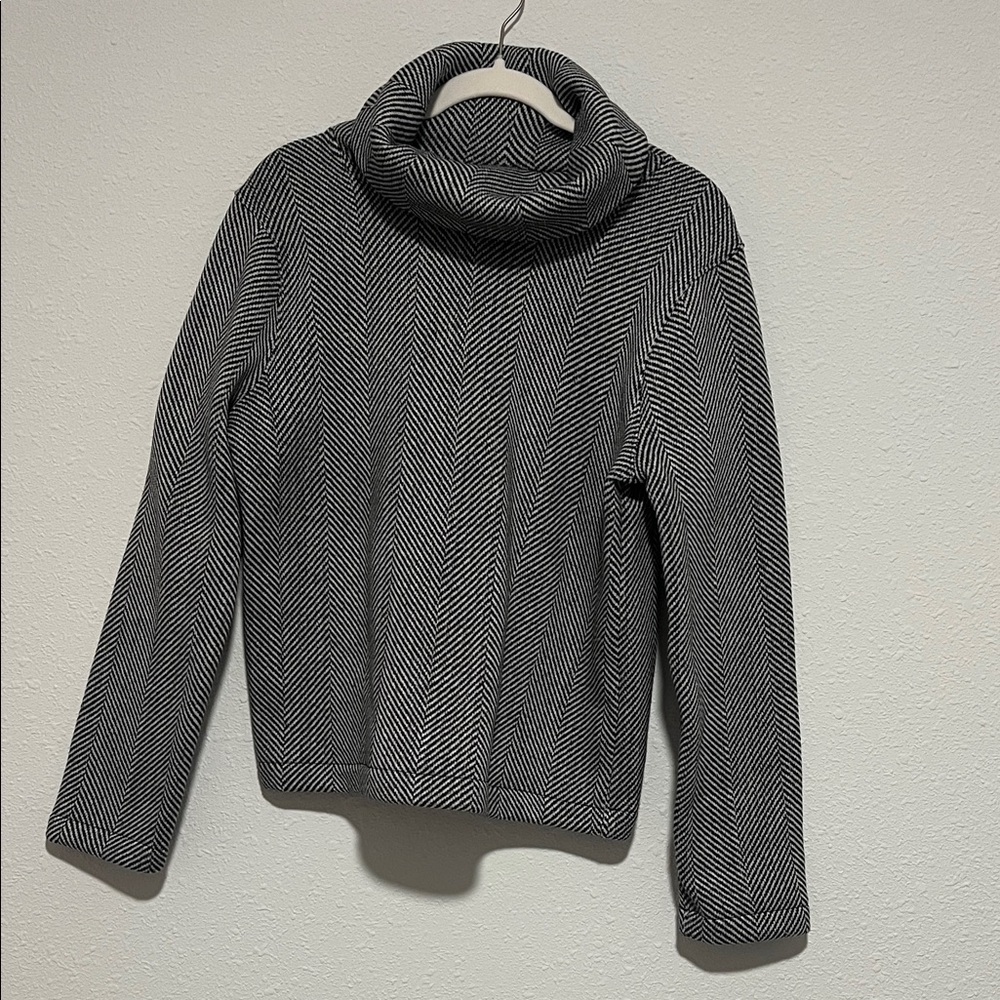 J. Crew Black and White Cowl Neck Sweater